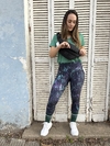 Calza larga lycra de seda estampada colibrí multicolor