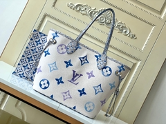 Bolsa Louis Vuitton Neverfull Couro Empreinte Branco com azul