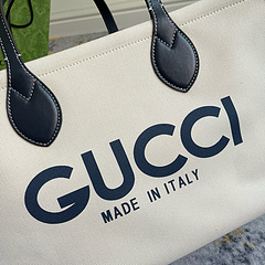 Bolsa Gucci tecido quadrada em tecido com couro