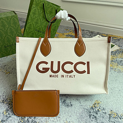 Bolsa Gucci tecido quadrada em tecido com couro