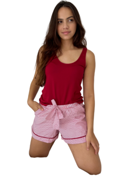 PIJAMA SOPHIA SHORT ALFAIATARIA E REGATA - LISTRADO - 22317 na internet