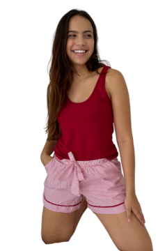 PIJAMA SOPHIA SHORT ALFAIATARIA E REGATA - LISTRADO - 22317