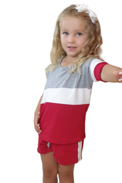 PIJAMA INFANTIL FEMININO COM MANGA 3/4 FAIXA COLLOR - 22133