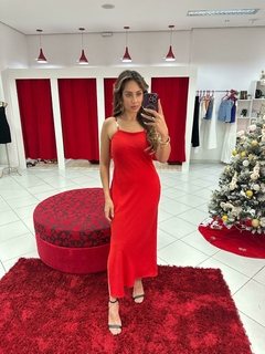 Vestido Viscose Midi Aplique Tricomix - Empório do Luxo