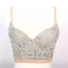 Espartilho de strass brilhante para mulheres, sutiã push up, tops para boate e festa, roupas femininas sexy - loja online