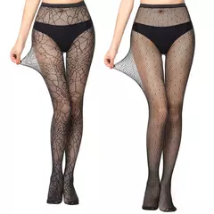 Imagem do meia-calça de renda floral - meias de arrastão transparente