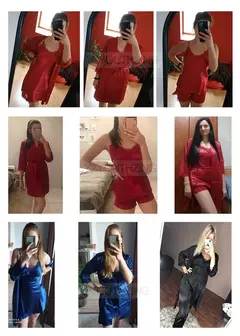 Conjunto de pijama mulheres rendas guarnição de cetim pijamas sleepwear derramar femme roupa de noite de verão com calças casual desgaste da casa quimono vestido de roupão pjs - Jouet