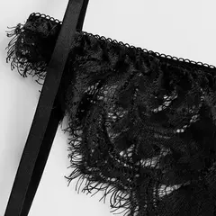 Imagem do conjunto de renda lingerie conjunto com gargantilha-preto