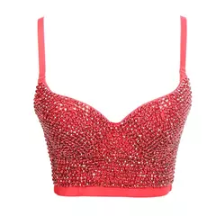 Espartilho de strass brilhante para mulheres, sutiã push up, tops para boate e festa, roupas femininas sexy - comprar online