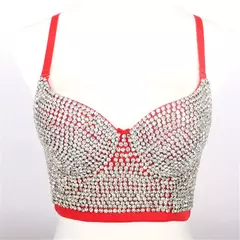 Espartilho de strass brilhante para mulheres, sutiã push up, tops para boate e festa, roupas femininas sexy - Jouet