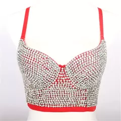 Imagem do Espartilho de strass brilhante para mulheres, sutiã push up, tops para boate e festa, roupas femininas sexy