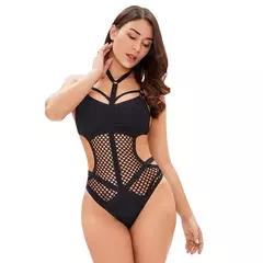 malha de malha de peixe net sexy mulher banho de uma peça maiô feminino banhista natação praia monokini v536 - comprar online