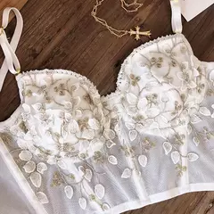 Conjunto Bordado floral branco francês - Jouet