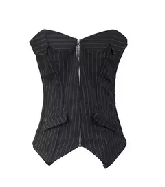 Imagem do Sapubonva-Esparlho Overbust Listrado Preto para Mulheres, Sexy Strapless Bustier