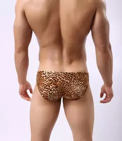 Cuecas masculinas sensuais baixas com estampa animal print