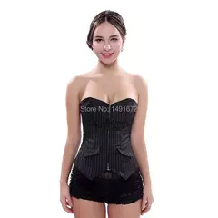 Sapubonva-Esparlho Overbust Listrado Preto para Mulheres, Sexy Strapless Bustier - comprar online