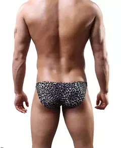 Cuecas masculinas sensuais baixas com estampa animal print