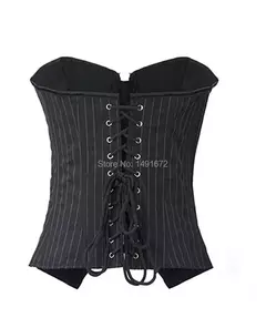 Sapubonva-Esparlho Overbust Listrado Preto para Mulheres, Sexy Strapless Bustier - Jouet