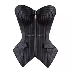 Sapubonva-Esparlho Overbust Listrado Preto para Mulheres, Sexy Strapless Bustier - comprar online