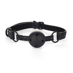 Mordaça Black Ball Gag em Couro com Bola - Essence Toys