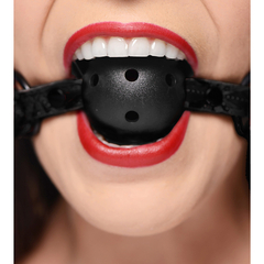 Mordaça Black Ball Gag em Couro com Bola - Essence Toys na internet