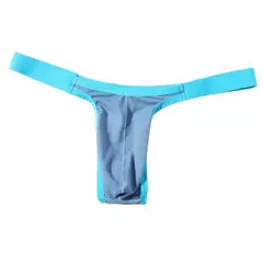 Imagem do Cuecas de seda de gelo sexy cuecas masculinas t-back tanga g-string cueca masculina respirável lingerie grande u convexo bolsa