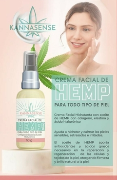 Crema Facial hidratante con aceite de HEMP, ácido hialurónico, colágeno y elastina - comprar en línea