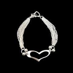 PULSERA ACERO QUIRURGICO BLANCO CON CORAZON