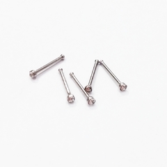 piercing recto diamante plateado 1.5mm acero quirurgico caja *40