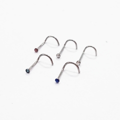 piercing espiral diamante colores 1.5mm acero quirurgico caja *40