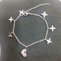 Pulsera con dije de corazon acero quirúrgico