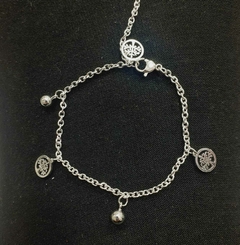 Pulsera acero blanco dije árbol de la vida