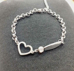 Pulsera acero quirúrgico dije corazón y detalles