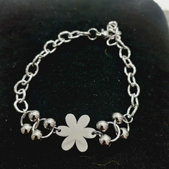 Pulsera flor acero quirúrjico con detalles