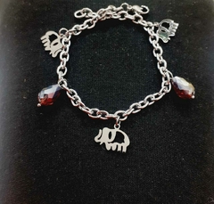 Pulsera acero quirurjico con dije de elefante-piedras varios colores