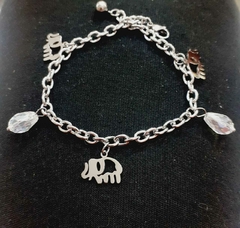 Pulsera acero quirurjico con dije de elefante-piedras varios colores - comprar online