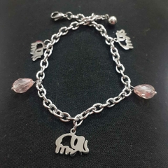 Pulsera acero quirurjico con dije de elefante-piedras varios colores en internet