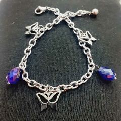 Pulsera acero quirurjico dije mariposas-piedritas varios colores en internet