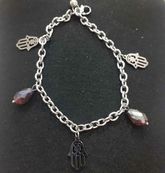 Pulsera acero quirùrjico dije mano de guadalupe-piedritas varios coleres - comprar online