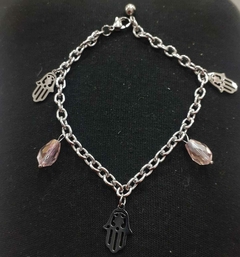 Pulsera acero quirùrjico dije mano de guadalupe-piedritas varios coleres en internet