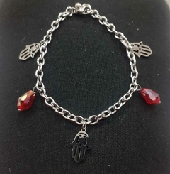 Pulsera acero quirùrjico dije mano de guadalupe-piedritas varios coleres - Bling