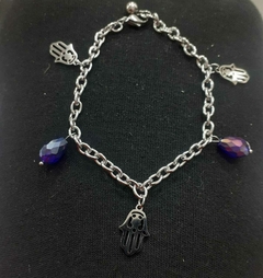 Pulsera acero quirùrjico dije mano de guadalupe-piedritas varios coleres - tienda online