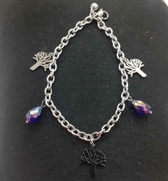 Pulsera acero quirúrjico dije árbol de la vida-piedritas varios colores en internet