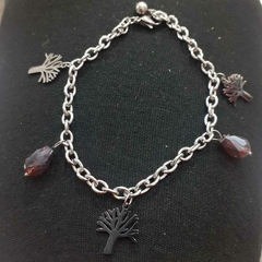 Pulsera acero quirúrjico dije árbol de la vida-piedritas varios colores - comprar online