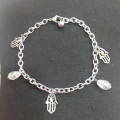 Pulsera acero quirùrjico dije mano de guadalupe-piedritas varios coleres