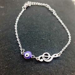 Pulsera acero quirùrjico dije ojo-singno musical