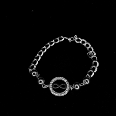 pulsera bolitas dije infinito con strass acero blanco 8mm