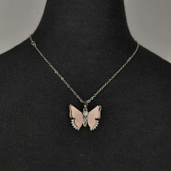 collar dije mariposa acero dorado y plateado en internet