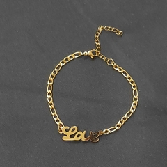 pulsera acero dorado con dije LOVE