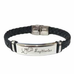 pulsera de cuerina y acero quirurgico 21cm H004 - comprar online